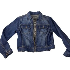 Vintage Style Denim Jacket Blue Key Pull Graphic inside NO TAGS! 38"chest